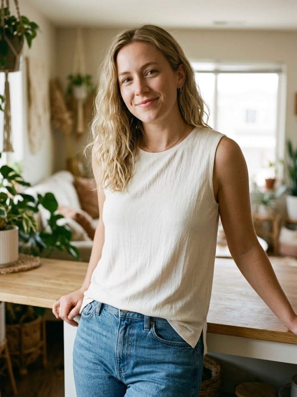 Picadilly Fashions Off-White Sleeveless Knit Layering Tank Top